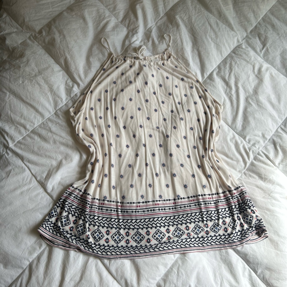 Patterned Cream Sleeveless Top